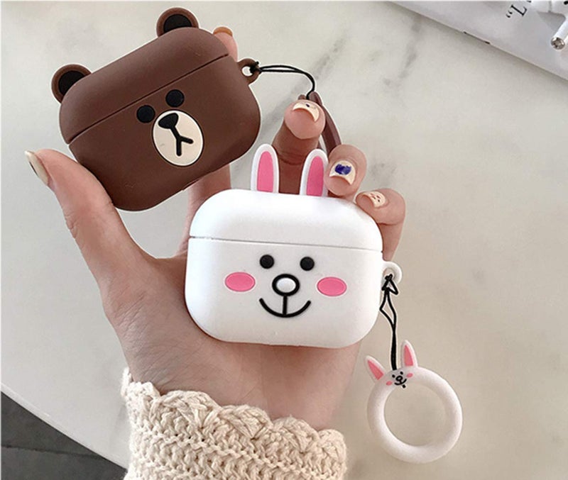 LEWOTE Silicone Case Funny Cover Compatible for Apple Airpods Pro & Pro 2[3D Animal Pet Pattern](Small Brown Bear) - Image 3